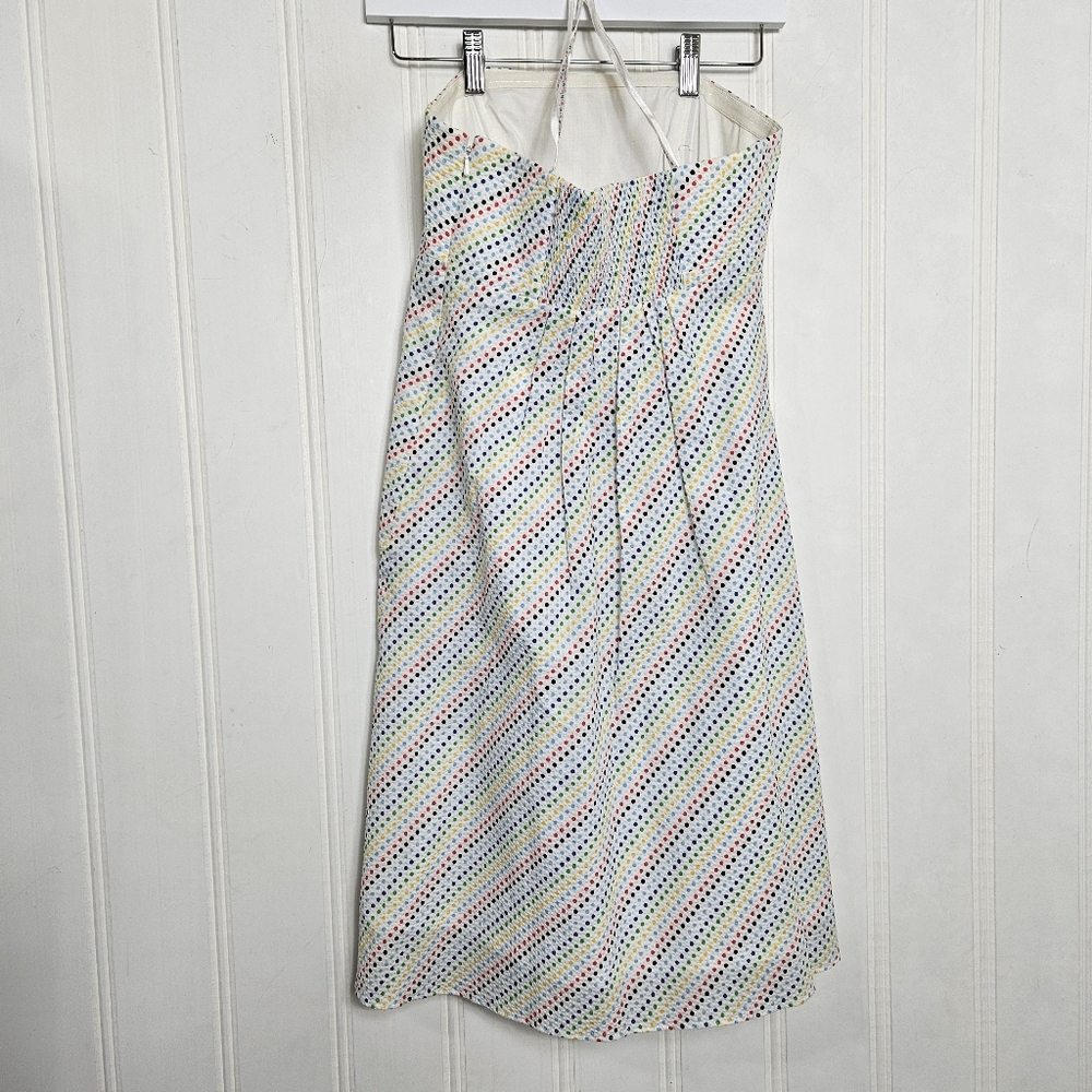 Lilly Pulitzer Dress Sz 4 Strapless Rainbow Polka Dot Ruffles White Cotton Y2K - Picture 6 of 13